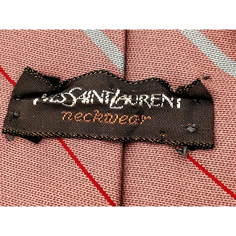 Vintage Yves Saint Laurent Tie Mauve/Pink Diagonal Stripe YSL Neckwear Designer